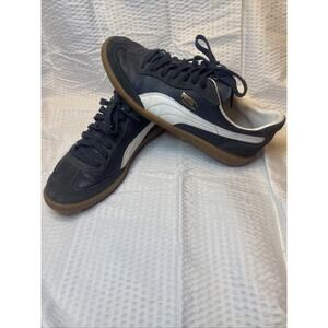 Vintage Puma Super LIGA Macht's Mit Qualitat Sneakers Blue Suede Sz 8.5